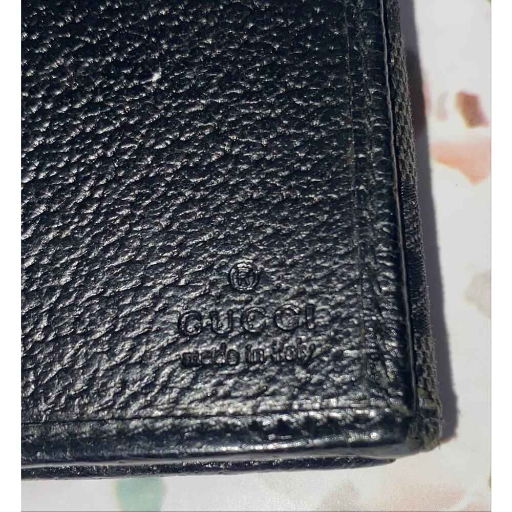 GUCCI GG Logo Black Canvas Leather Credit Cards Bifold Long Wallet Authentic - Picture 12 of 12